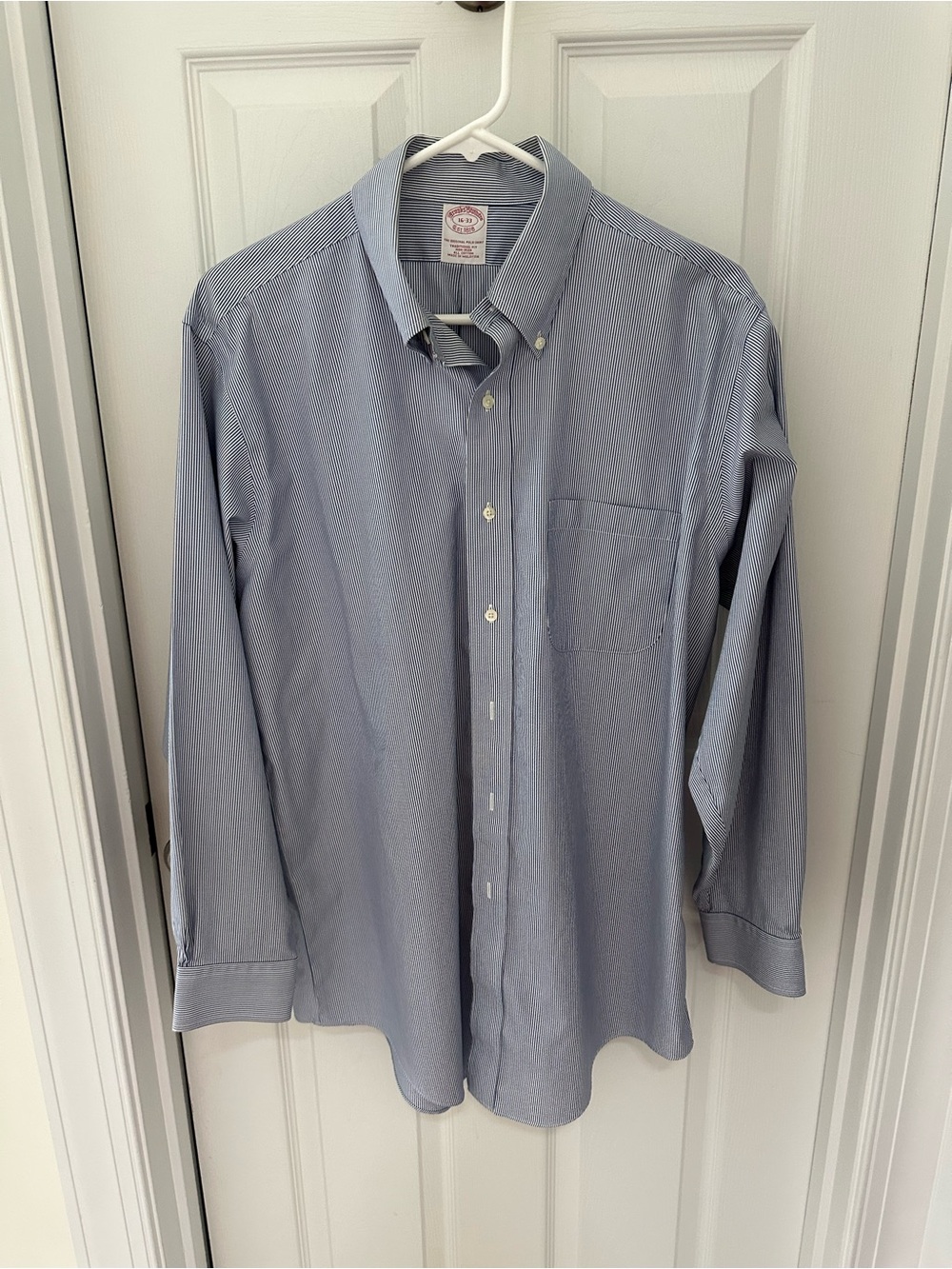 Brooks Brothers Light Blue Pinstripe Button-Down Dress Shirt